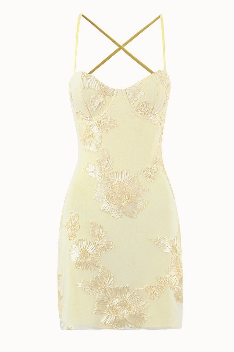 Floral Lace Corset Back Cocktail Dress