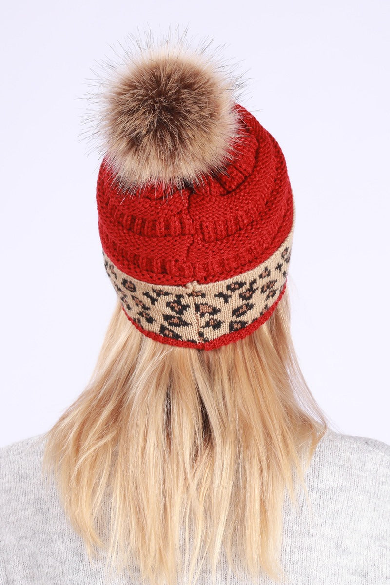 Leopard Print Slouchy Knit Beanie Hat Secondary image