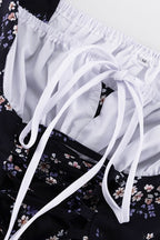 Two Piece Puff Sleeve Strapless Floral Dress