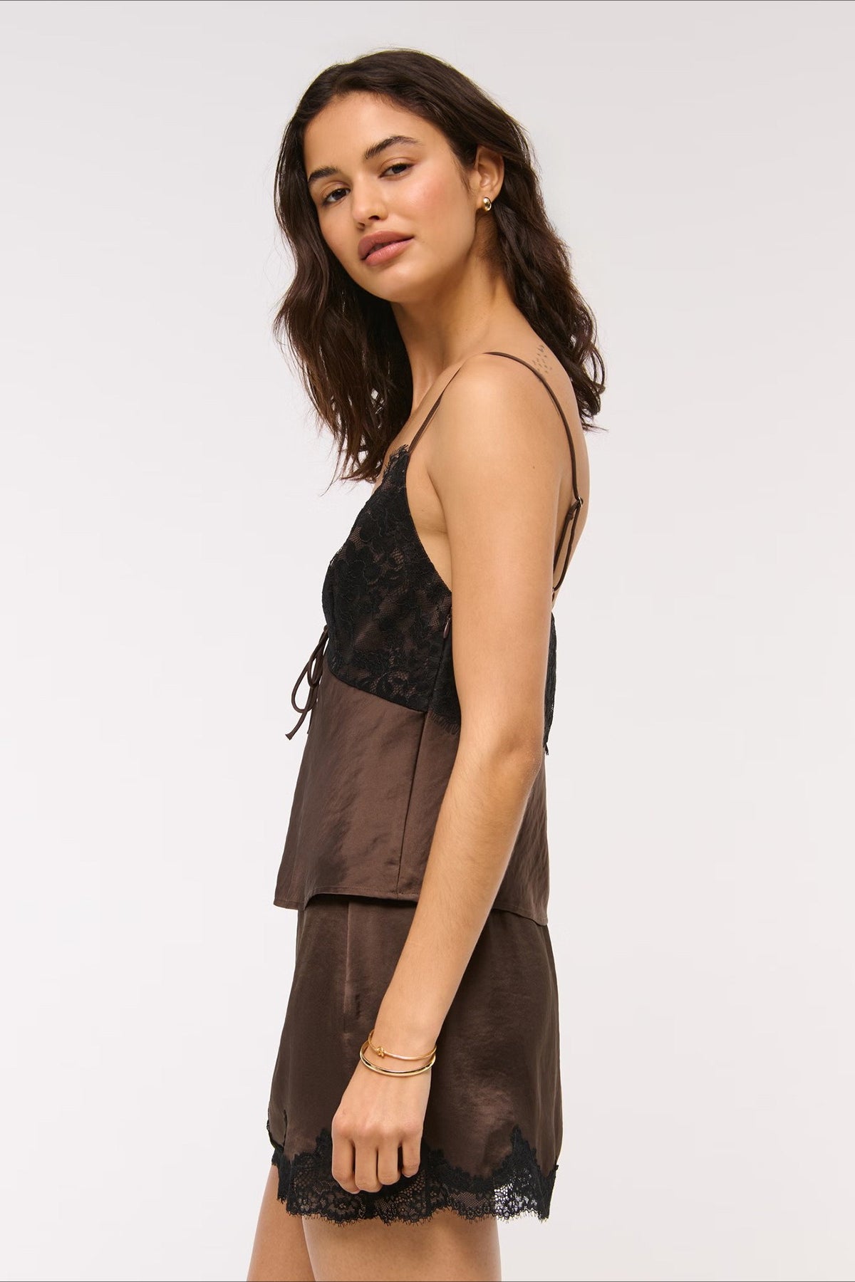 Contrast Lace Patchwork V Neck Cami Secondary image