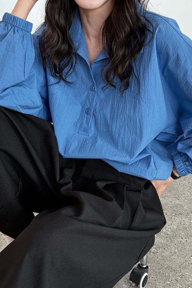 Lapel Collar Hem Drawstring Blouse Main image