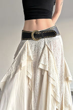 Vintage Asymmetrical Ruffle Boho Skirt