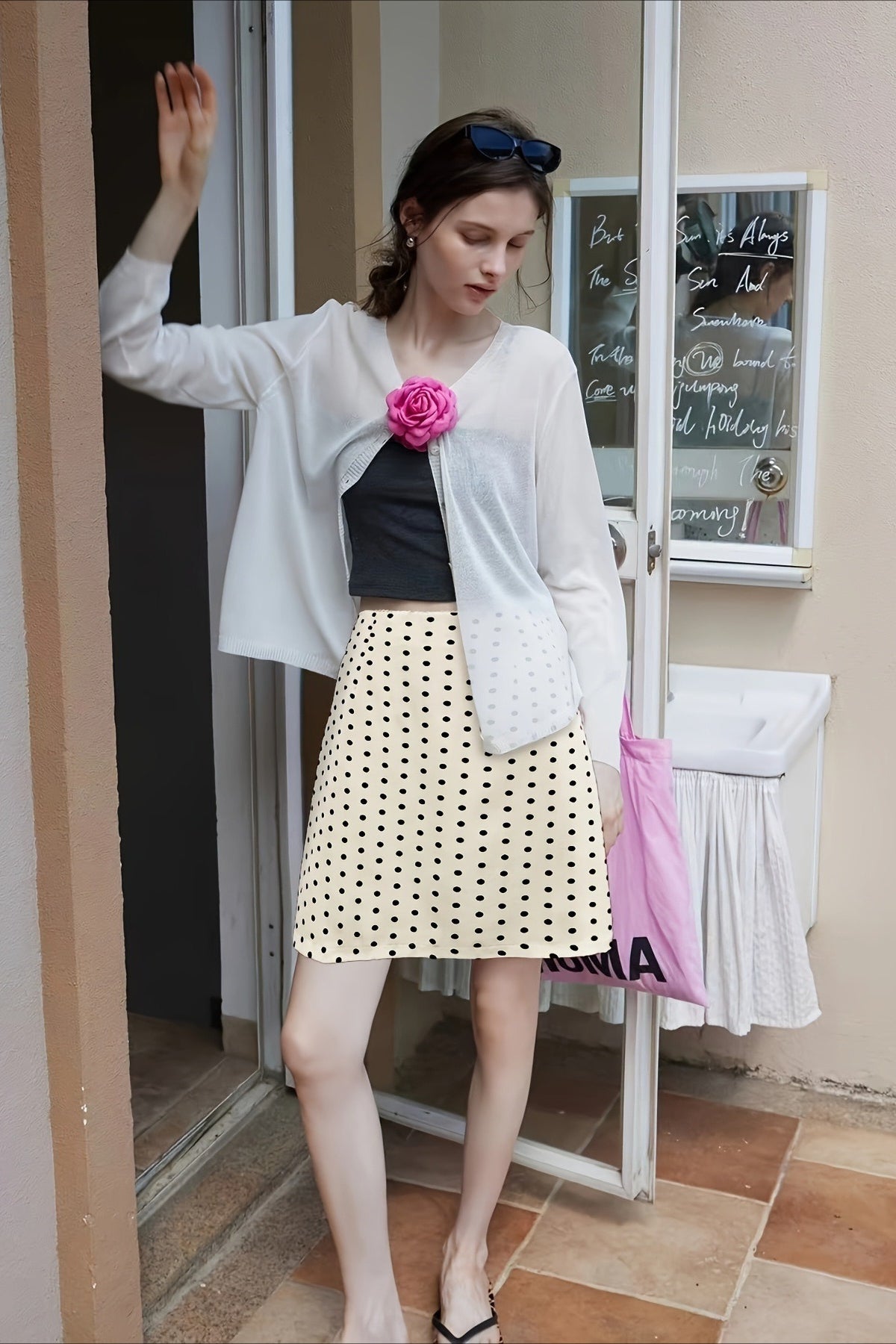 Polka Dot Slim Fit Skirt Secondary image