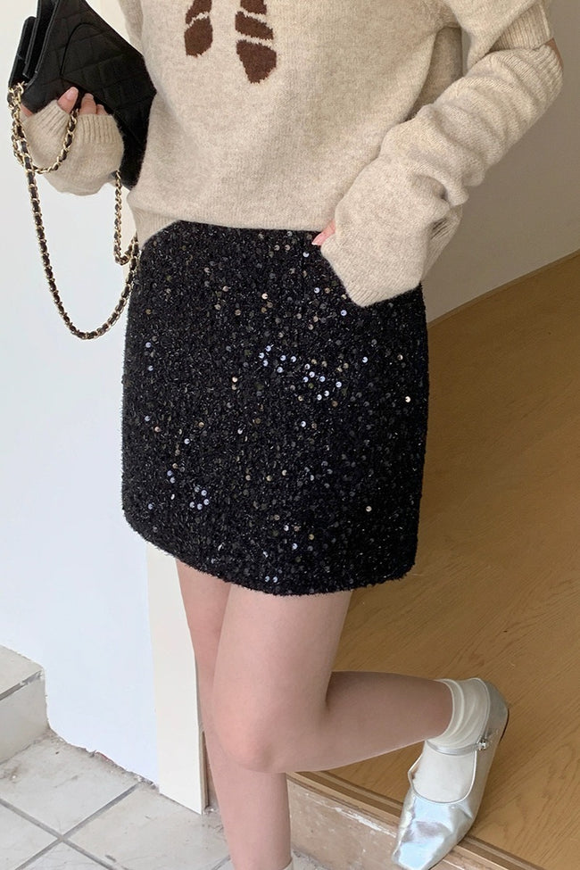 Sparkly Sequin High Waist Mini Skirt Main image