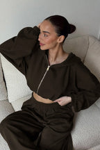 Casual Loose Fit Hoodie Cinched Waist Jogger Pants Set