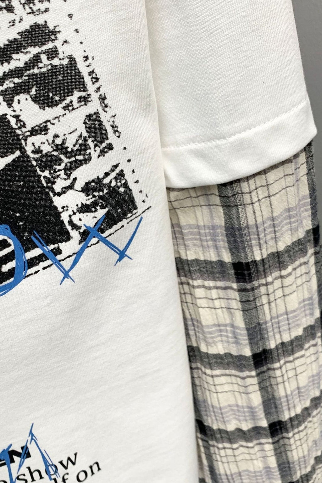 Collage Graphic Plaid Layered Long Sleeve Tee