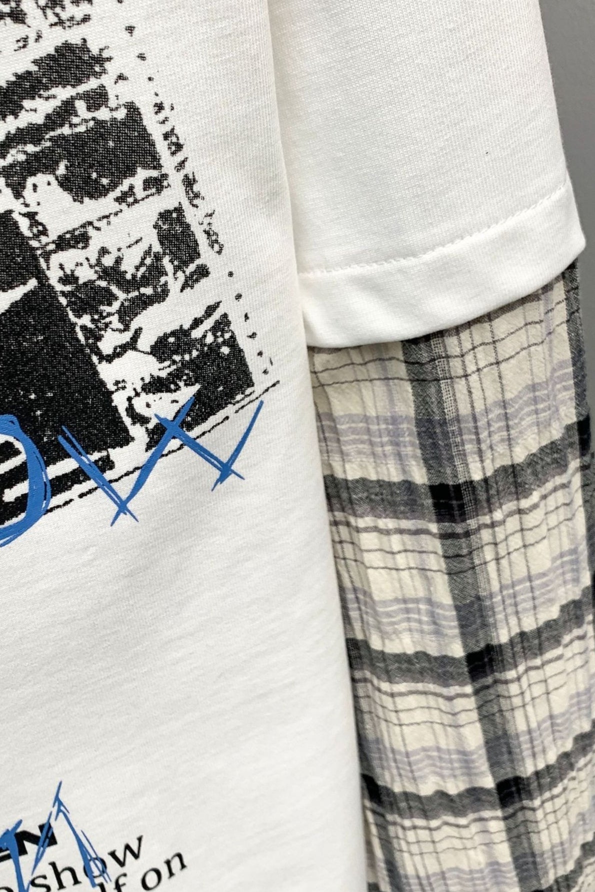 Collage Graphic Plaid Layered Long Sleeve Tee
