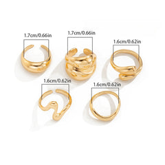 5-Piece Liquid Metal Ring Set