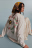 Floral Bee Embroidered Crew Neck Sweatshirt