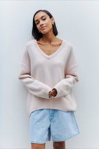 V Neck Long Sleeve Relaxed Sweater