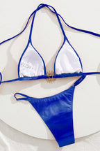 Gradient Print Sun Metal Detail Halter Bikini Set