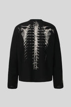 Skeleton Graphic Waffle Oversized Long Sleeve Tee