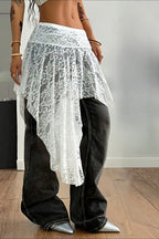 Y2K Punk Lace Asymmetric Midi Skirt