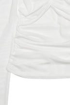 Off Shoulder Sheer Mesh Bodycon Long Sleeve Tee