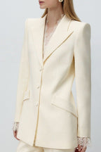 Beige Lace Waist Blazer
