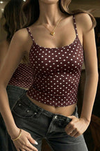 Polka Dot Square Neck Slim Cropped Cami