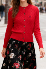 Embroidered Cable Wool Christmas Cardigan