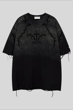 Distressed Cutout Washed Short Sleeve T-Shirt