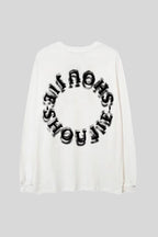 Distressed Cross Typography Graphic Oversized Sweatshirt