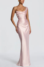One Shoulder Satin Column Formal Dress