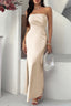 Solid Bustier Bodycon Gown Formal Dress S / White