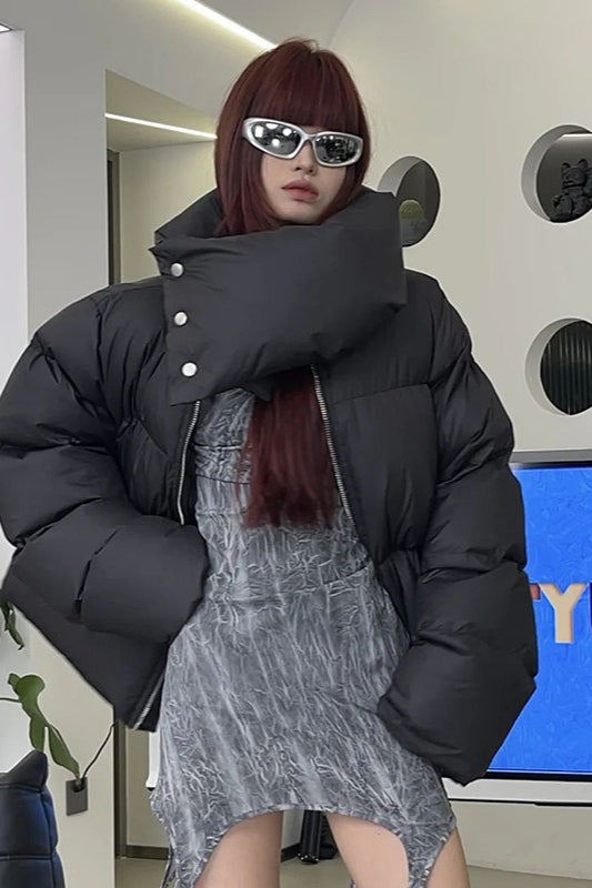 Oversized Snapshot Neck Warmer Puffer Jacket Secondary image