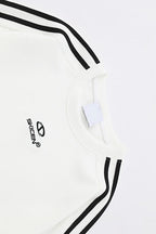 Striped Raglan Logo Oversized Crew Neck Sweatshirt