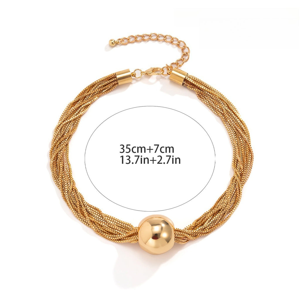 Bold Bead Pendant Choker Layered Necklace