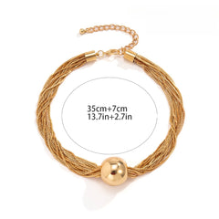 Bold Bead Pendant Choker Layered Necklace