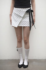White Polka Dot Bodycon Mini Skirt