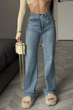 Asymmetric Waist Slim Flare Leg Jeans