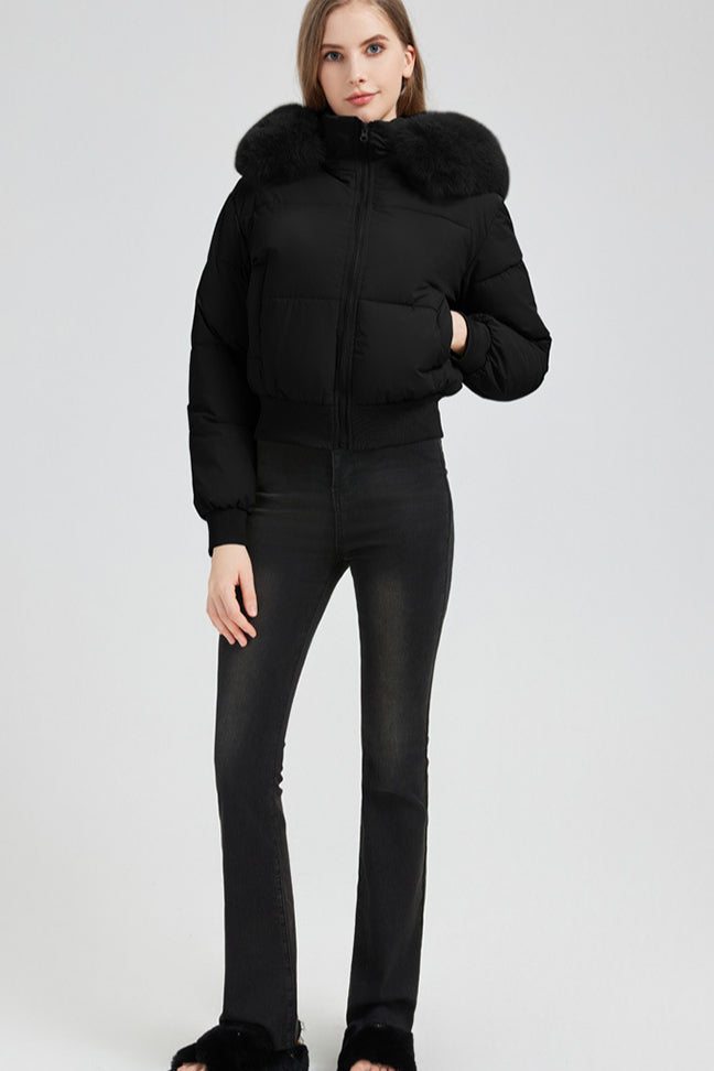 Short Waist Slim Puffer Coat coats