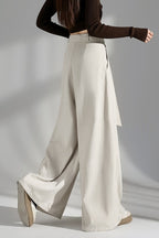 Wrinkle Resistant Denim Cotton Wide Leg Pants