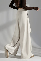 Wrinkle Resistant Denim Cotton Wide Leg Pants