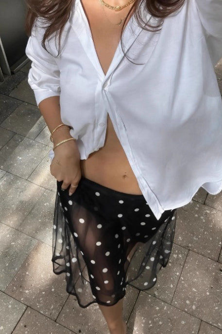Sheer lka Dot High Waist A Line Midi Skirt Secondary image