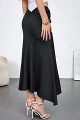 High Waist Wood Veneer Sash Bodycon Skirt