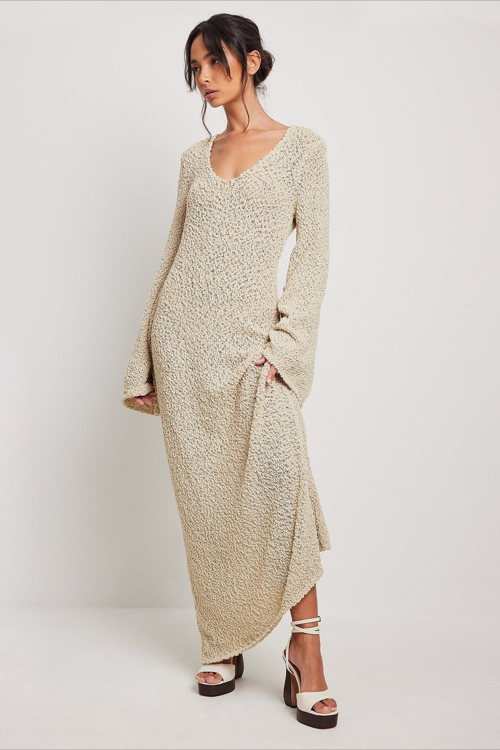 Casual Solid Maxi Sweater Dress
