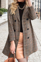 Plaid Double Breasted Blazer Overcoat