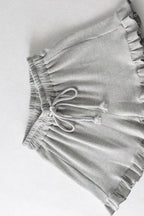 Elastic Waist Ribbed Cotton Lounge Shorts