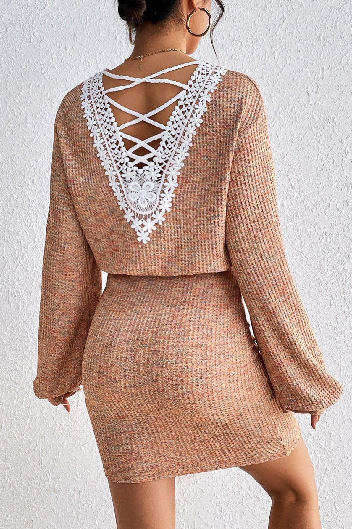 Backless Long Sleeve Knit Sweater Dress Secondary image