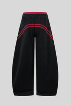 Contrast Stripe Layered Barrel Leg Sweatpants