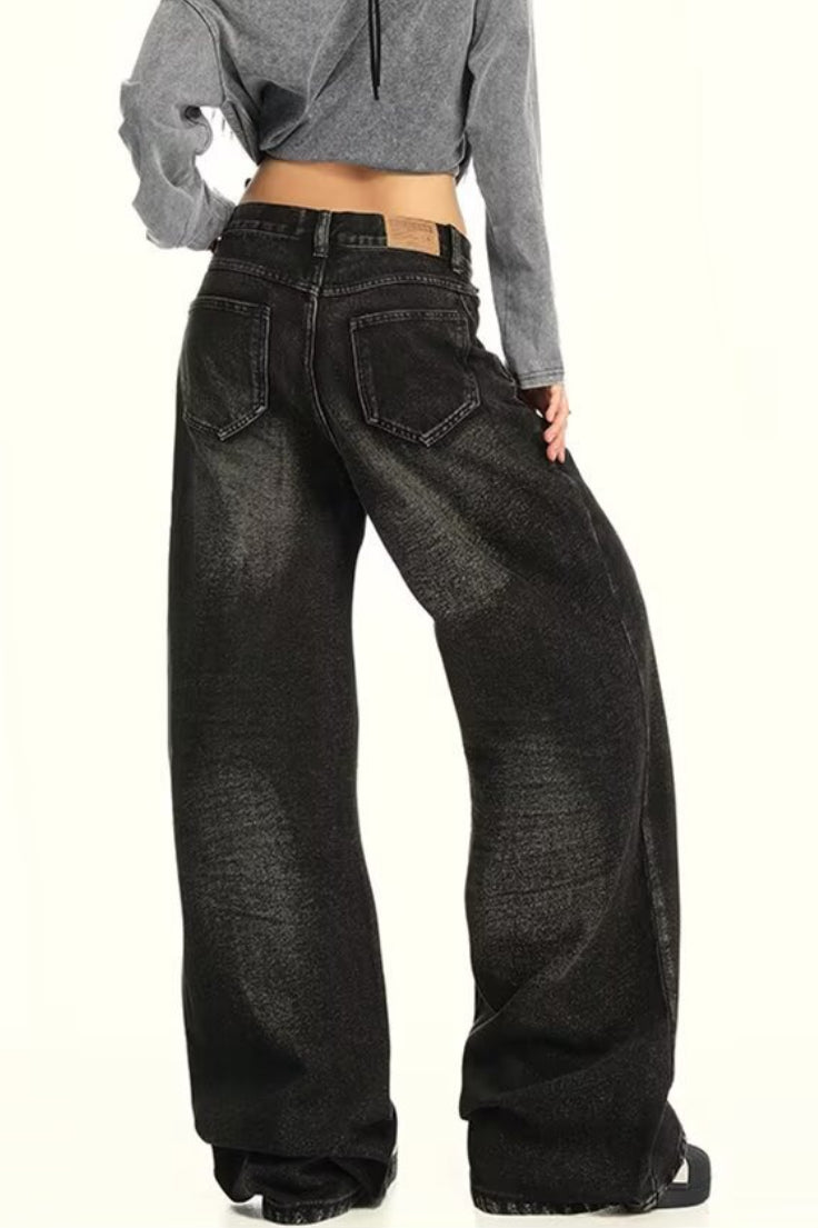 Casual Washed Distressed Relaxed Straight Jeans Secondary image