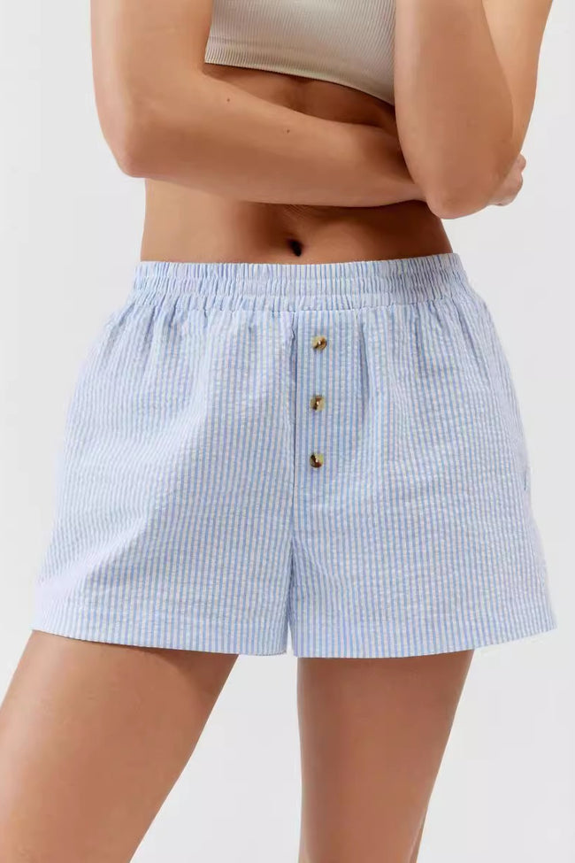 Striped Button Loose Fit Casual Shorts Main image