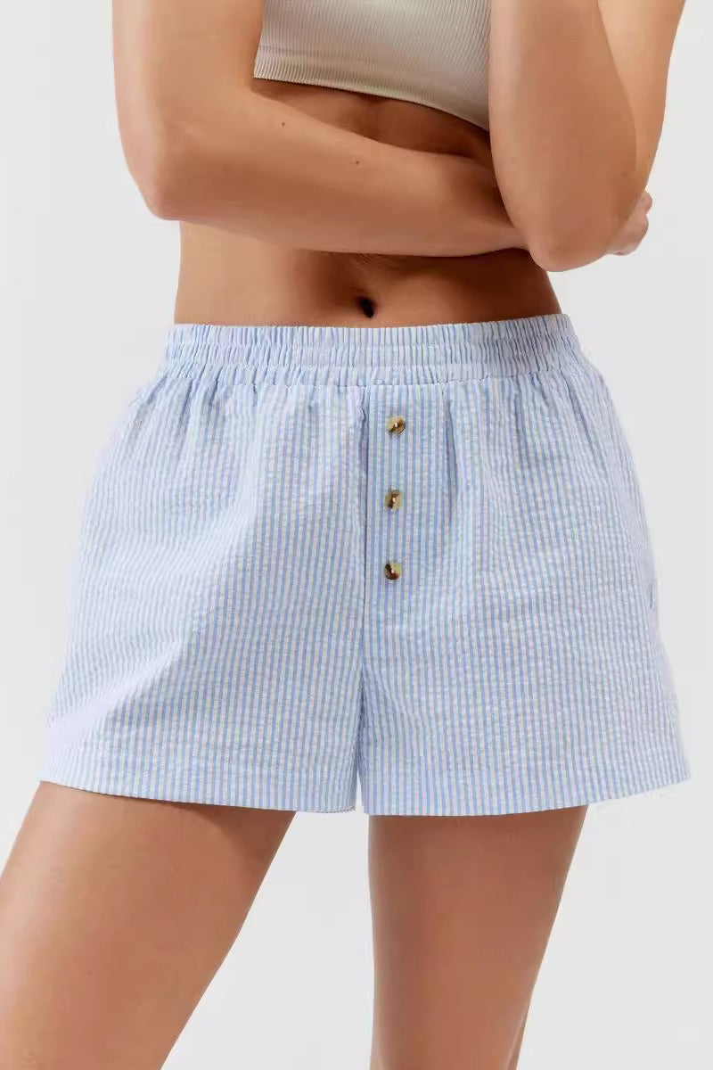 Striped Button Loose Fit Casual Shorts Main image