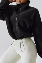 Stand Collar Fleece Loose Fit Sweatshirt
