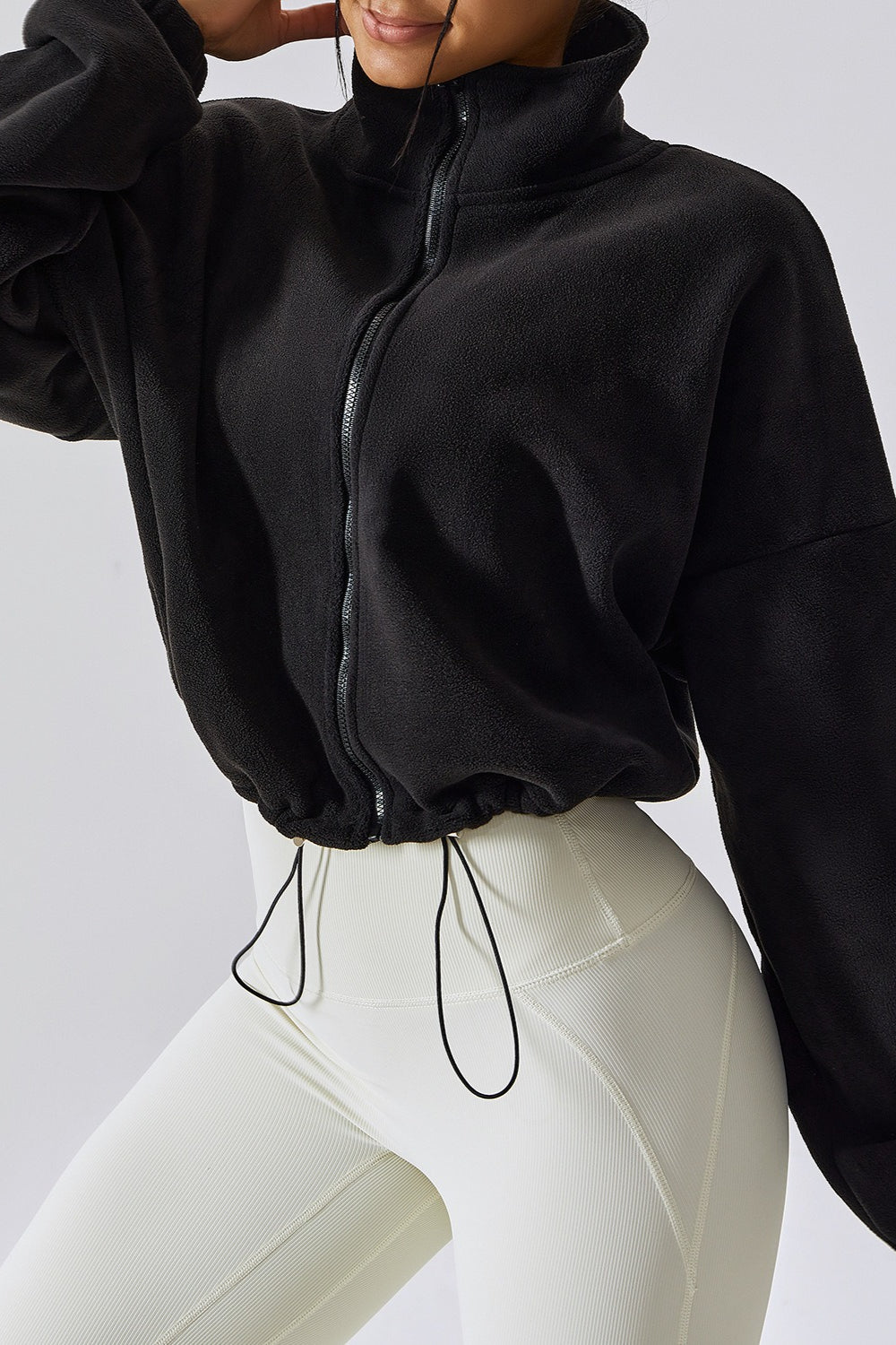 Stand Collar Fleece Loose Fit Sweatshirt