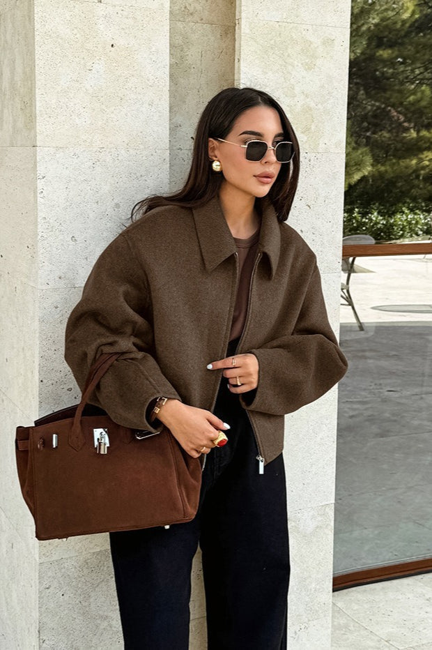 Minimalist Wool Cropped Jacket