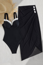 Lace Trim Underwire Cover Skirt Two Piece Swim Set