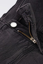 Side Metal Buckle Low Rise Flare Leg Jeans