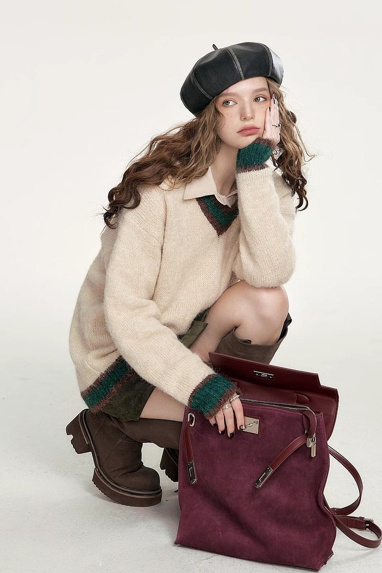 Soft Mohair V Neck Pullover Sweater Secondary image